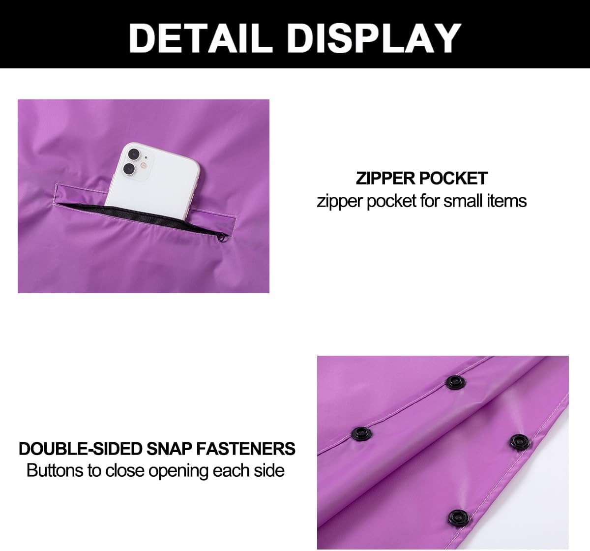 Rain Poncho Jacket Coat Hooded Zipper Style for Women/Men/Adult with Pocket