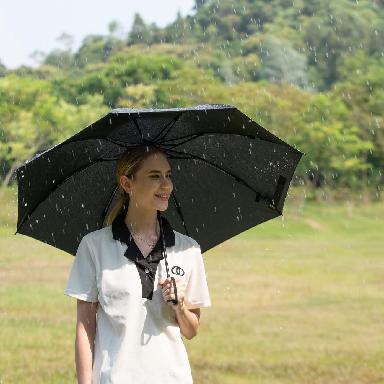 LANBRELLA Compact Reverse Folding Umbrella Auto Windproof Travel Umbrella