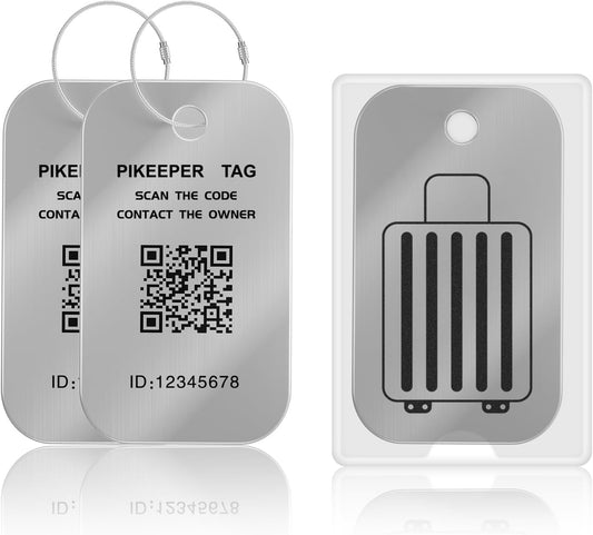 Smart Luggage Tags 2-Pack - QR Code ID Labels with Location Notification When Scanned, Waterproof & Durable, Customizable Cruise Tags for Suitcases, Backpacks & Travel