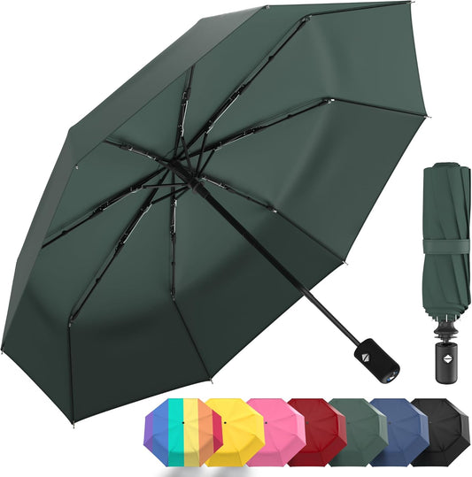 Rain-Mate Windproof Compact Umbrellas for Rain - Strong Reinforced Fiberglass Rib Design & Auto Open & Close - Portable Folding Travel Umbrella - Lightweight & Packable for Women & Men, Easy Collapse