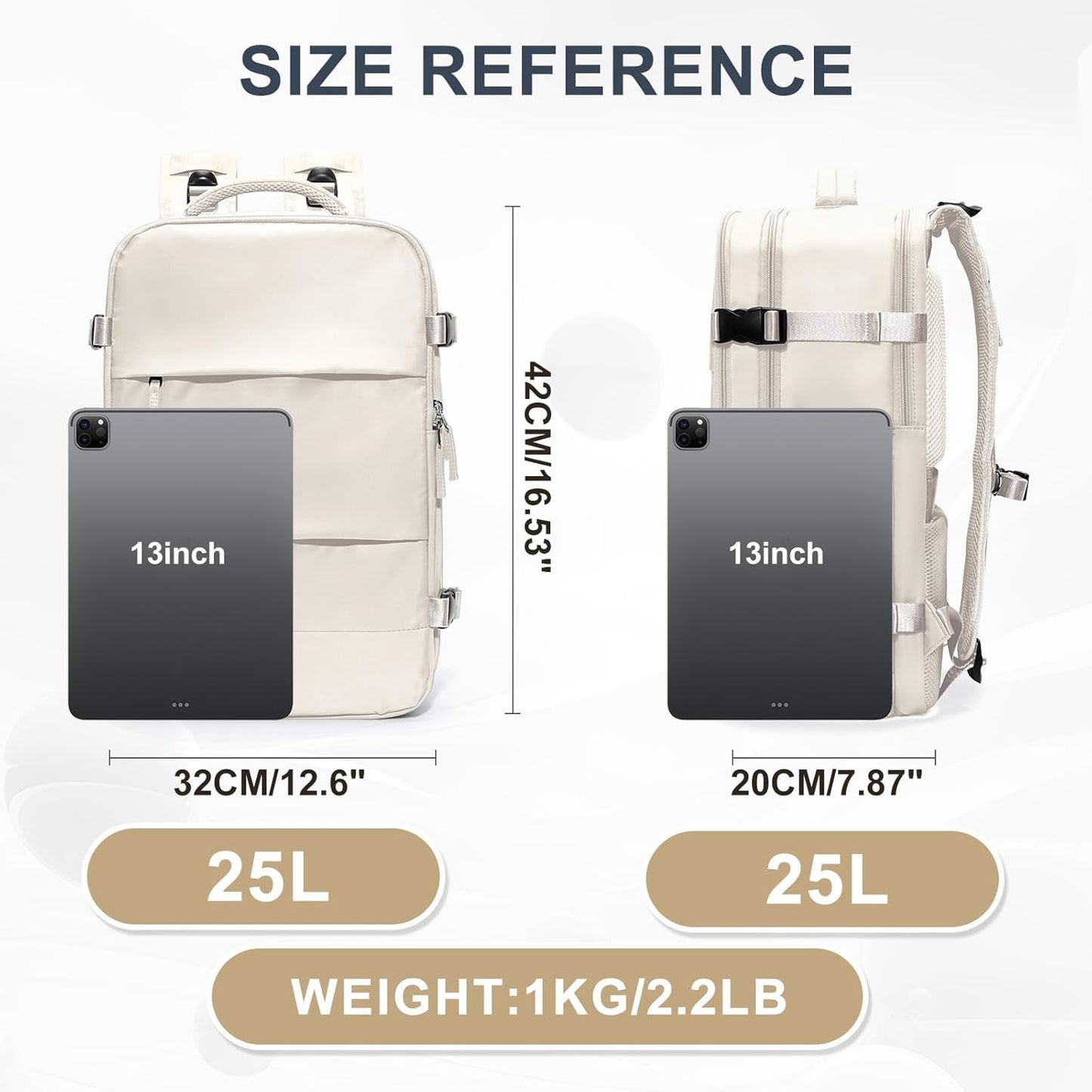 coowoz Travel Backpack For Women Men,Carry On Backpack,Hiking Backpacks Waterproof Outdoor Sports Rucksack Casual Daypack travel essentials（Off White）