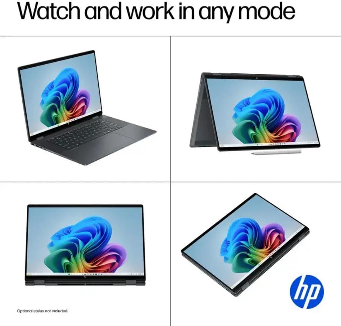 HP OmniBook X Flip 16 2-in-1 Laptop: 16" FHD+ Touchscreen, Intel Core Ultra 7 (NPU 47 Tops), 16GB RAM, 1TB SSD, Intel Arc 140V GPU, Copilot+ PC, Eclipse Gray, W/Pen Accessories, Windows 11
