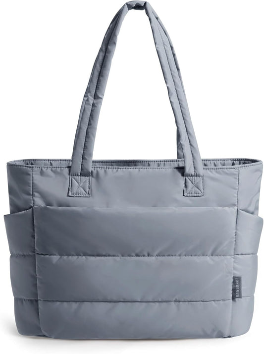 BAGSMART Tote Bag for Women, Lightweight Puffy Tote Bag with Compartments Shoulder Bag Handbag for Travel, Work, Gym,