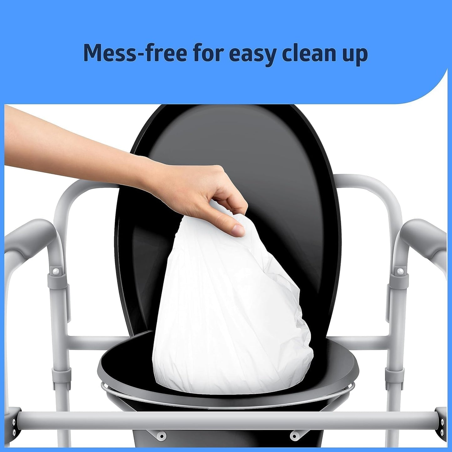 Disposable Commode Liners – 50 Count Universal Fit Toilet Liners for Bedside Commodes, Camping, Travel & More – Leak-Proof, Easy-Tie Bags