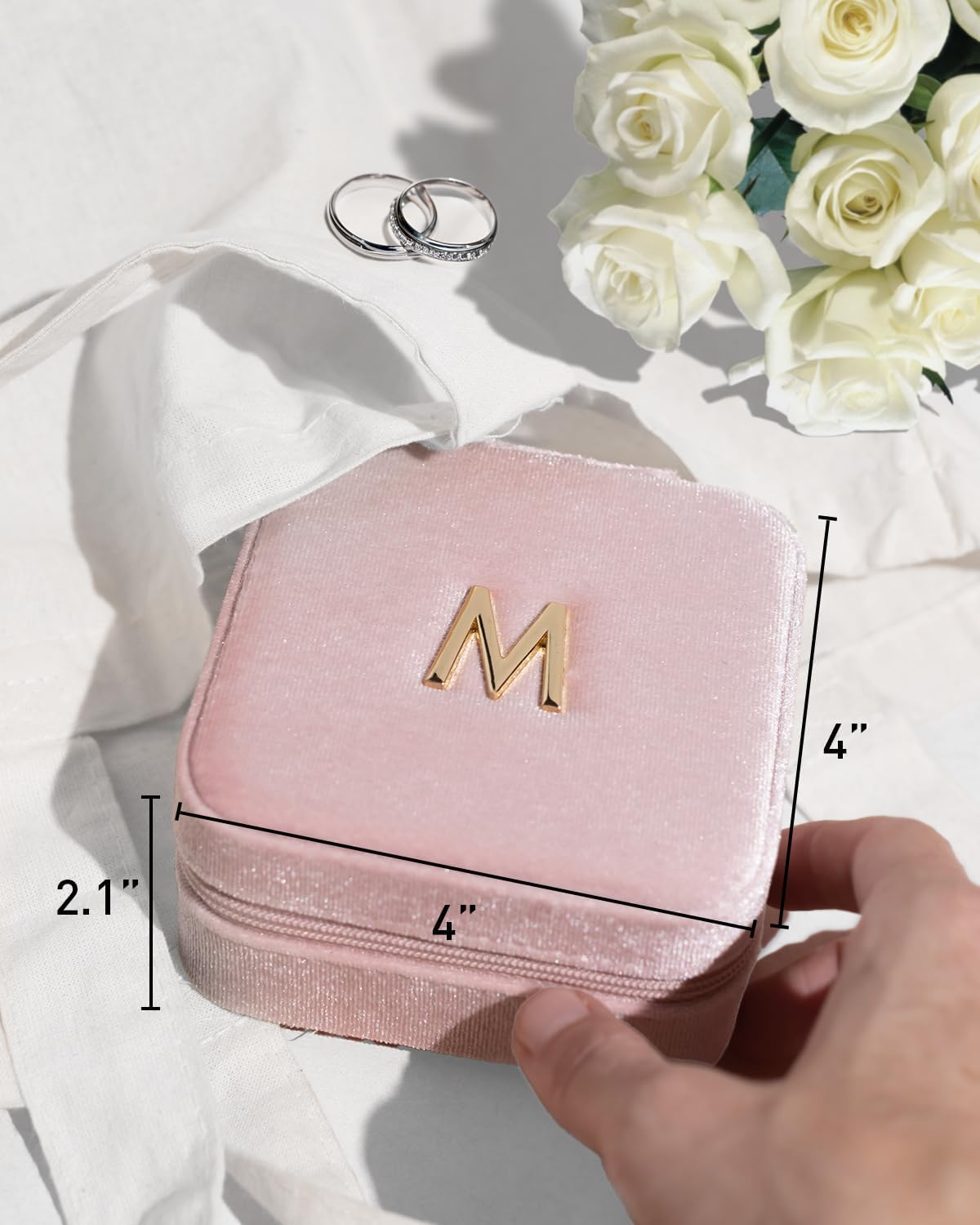 Vlando Travel Jewelry Case for Women Girls, L Initial Travel Jewelry Case, Personalized Mini Jewelry Box, Birthday Gifts for Women Mom Grandma - Letter L, Pink