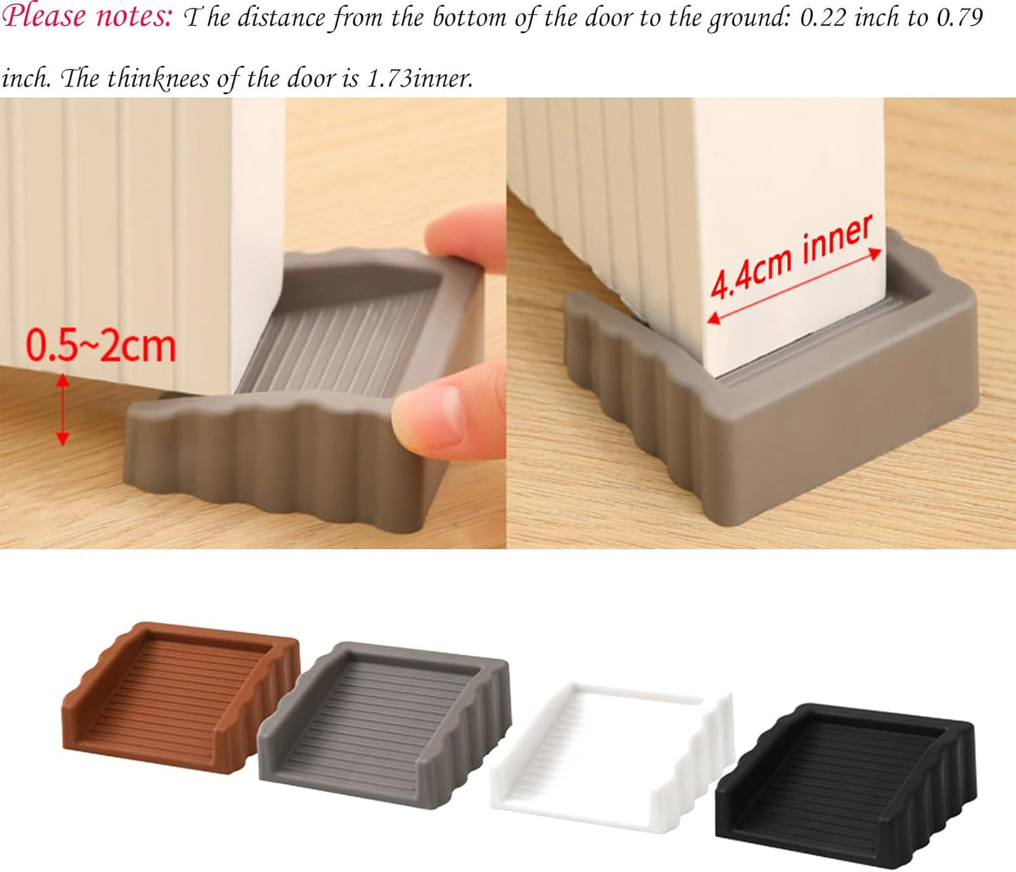 3Pack Black Door Wedge, Small Door Stop Wedge, Door Stops for Bottom of Door (Black)