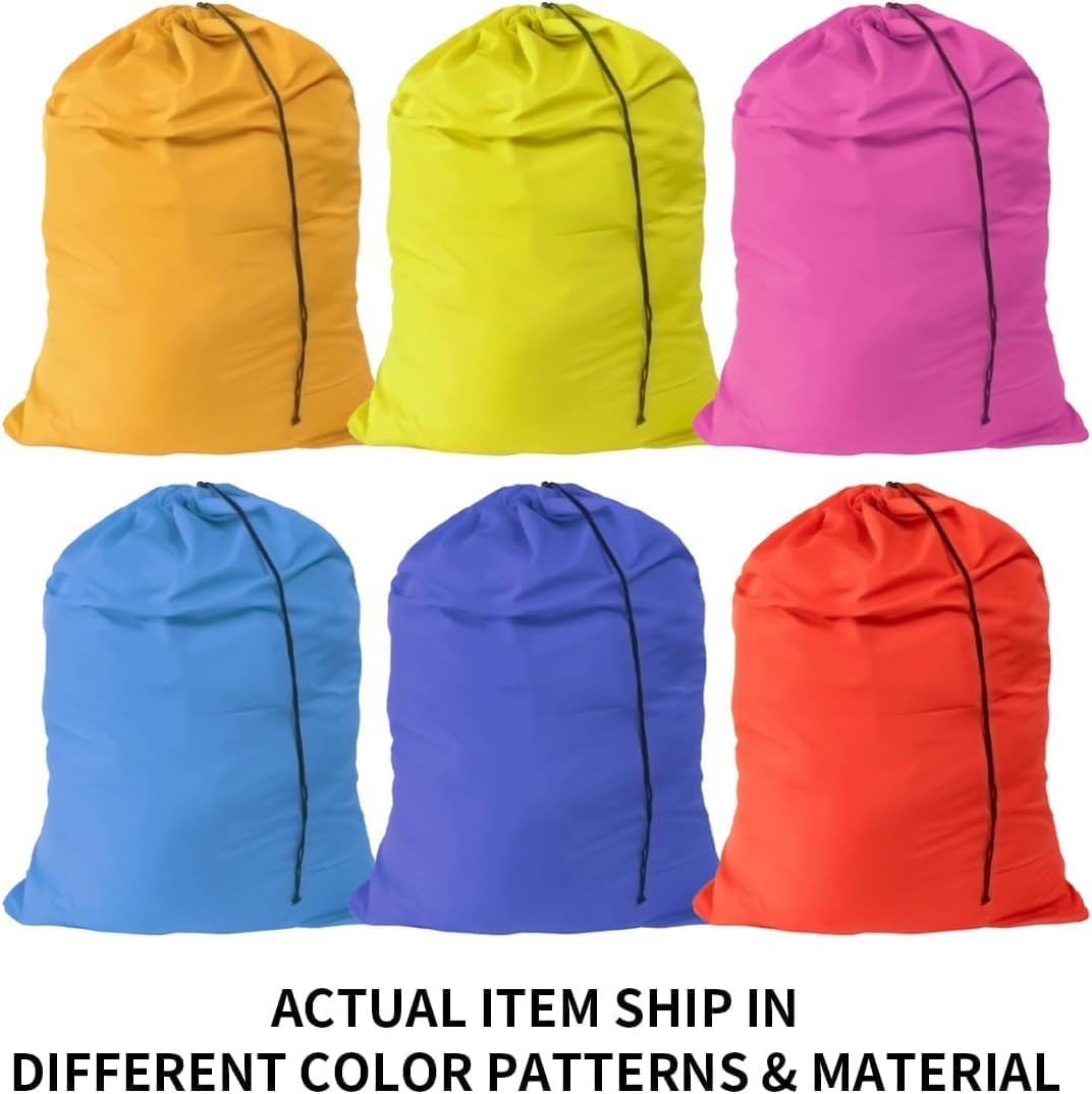 Extra Large Laundry Bags 6 Pack with 1 Pack Pop Up Hamper, Varied Colors Travel Laundry Bags 30"x40", Foldable Mesh Laundry Basket, for college dorm and apartment dwellers (7PCS)