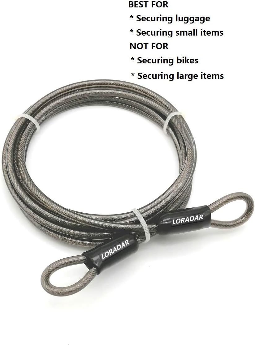 4mm Thick(5/32') 7FT Security Braided Coated Steel Cable Lock with Double Loop