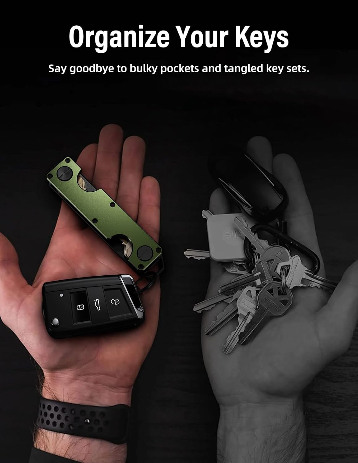Key Organizer Key Holder Compact Key Case Minimalist Metal Key Chain Key Holder for Keychain Secures 8-10 Keys EDC