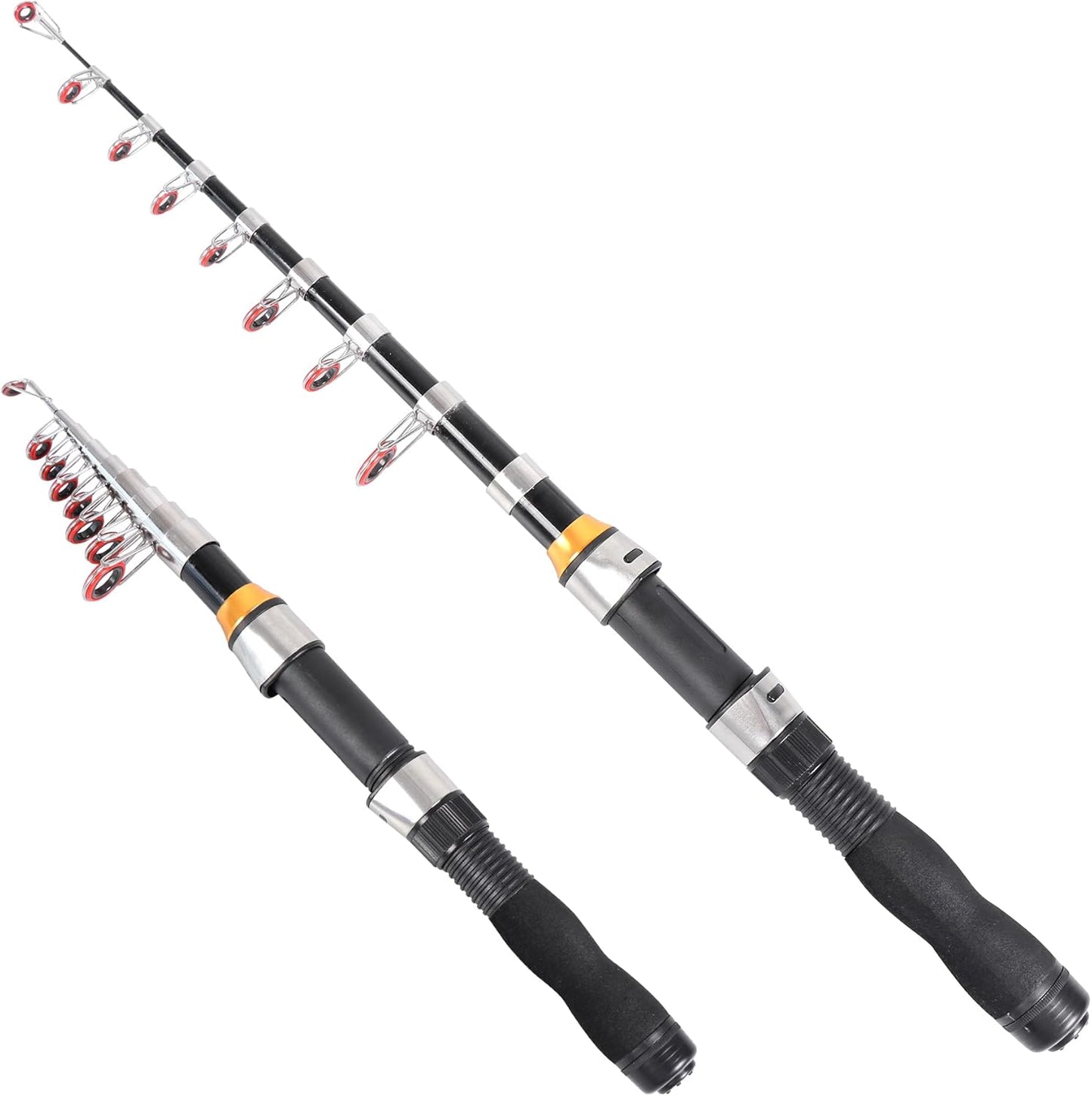 Telescopic Collapsible Extendable Fishing Rod for Saltwater and Freshwater, Lightweight and Compact Design