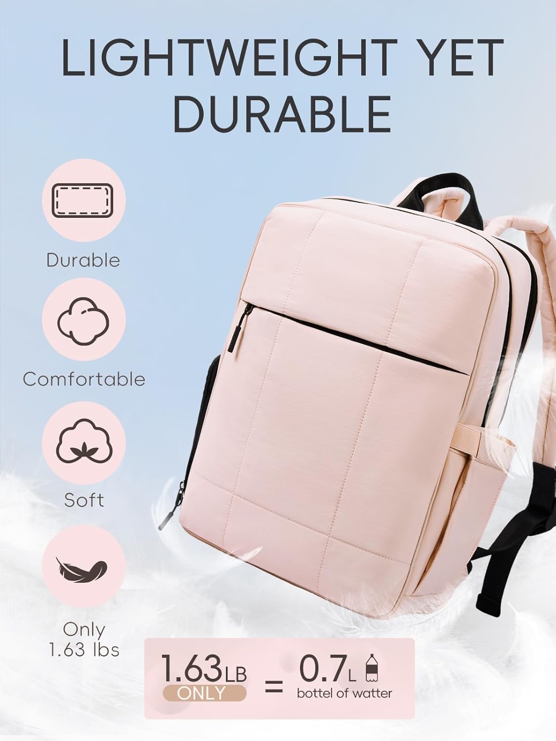 CLUCI Lightweight Travel Backpack Carry on Flight Approved, Puffy Gym Backpack with Shoe Compartment, Personal Item Travel Bag, 15.6 inch Laptop Backpack for Weekender Business
