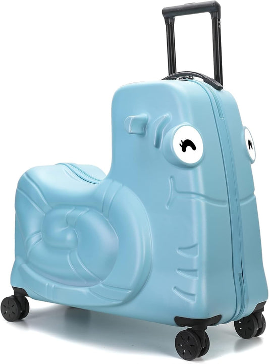 Kids Luggage, Kids Ride-on Luggage with Spinner Wheels Suitcase, Kid's Ride-On Suitcase Help Your Child Relax, Carry On Trolley Luggage with Password Lock (Blue, 19 inches), QX-20