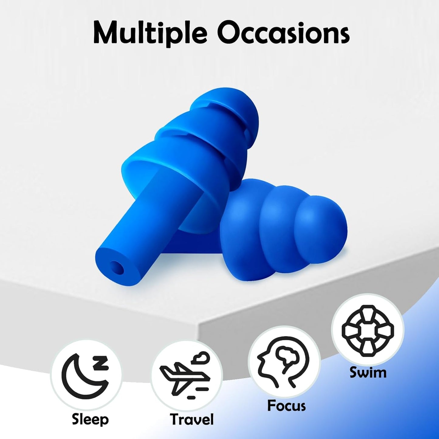 Ear Plugs for Sleeping Noise Cancelling, Reusable Silicone Sound Blocking Earplugs, Waterproof Noise Reduction Ear Plugs for Shooting, Swimming, Concerts, Snoring (50 Pair)