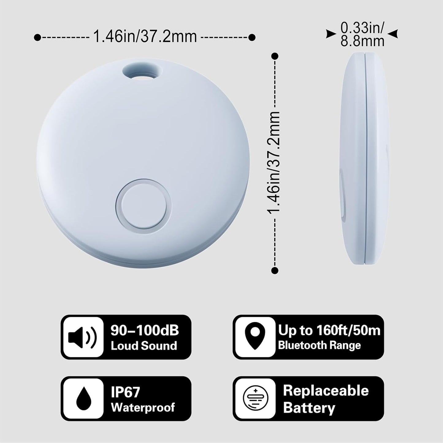 Reyke Smart Tag, Air Tracker Luggage Tracker, Works with Apple Find My (iOS Only), Item Locator for Key, Luggage, Backpack, Wallet, IP67 Waterproof, Blue