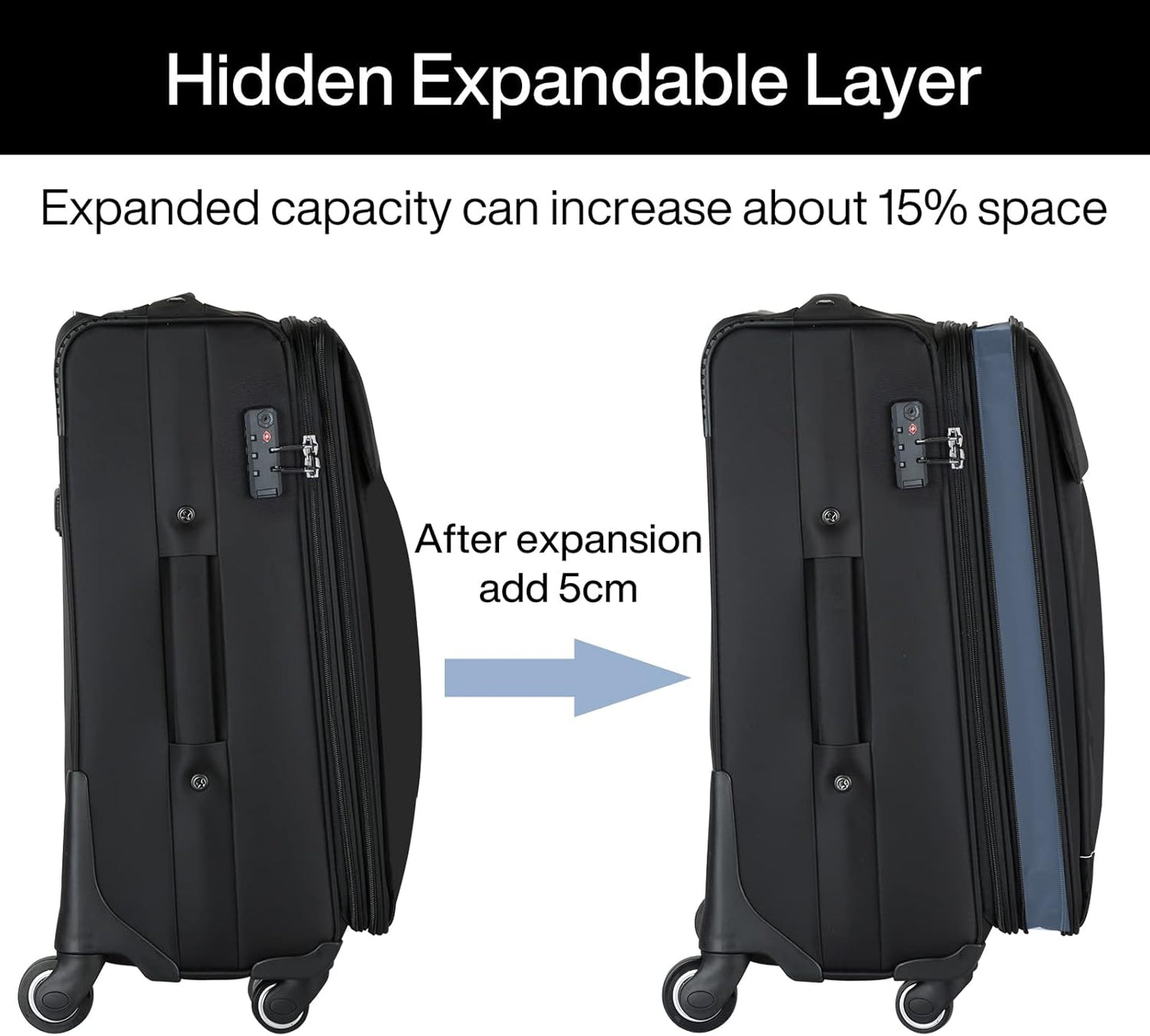 Hanke 20/24/28 Inch 3 Piece Luggage Set with Spinner Wheels Expandable Luggage Large Suitcases with Wheels Softside Checked Luggage Rolling Suitcase with Lock Lightweight Travel Luggage.(Coffee)