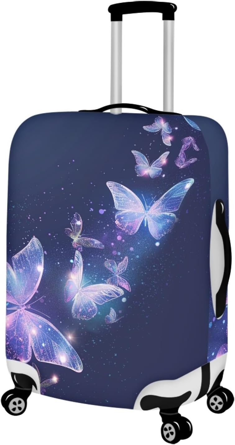 Travel Luggage Cover Anti-scratch Baggage Suitcase Protector Fits 30-32 Inch Luggage, Purple Crystal Butterfly