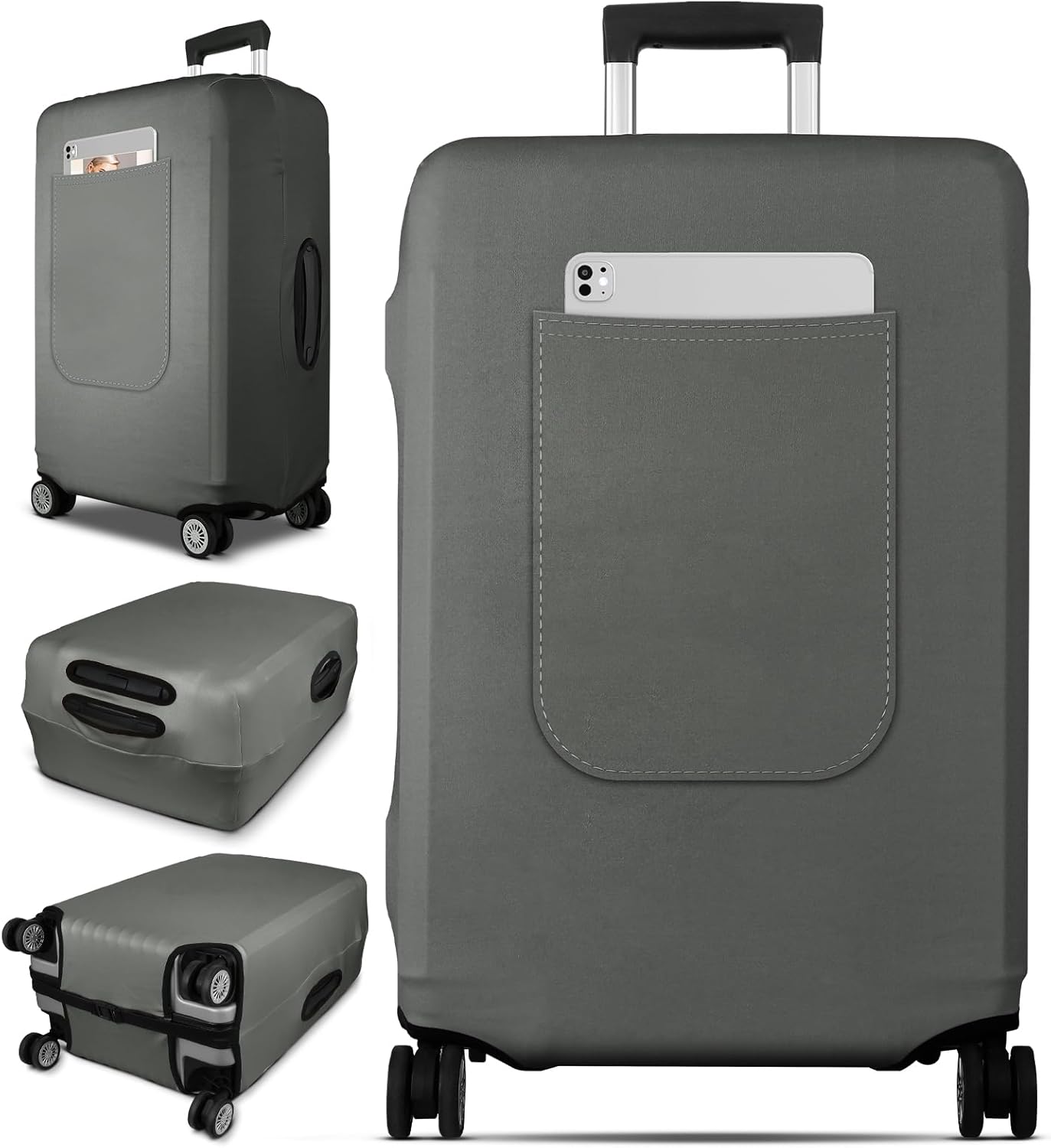 Slohif Luggage Cover for Suitcase Tsa Approved Protector - Luggage Sleeve Large Suit Case Cover Travel Stretch Baggage Case Protective Washable Fit 18-20 Inch Gray XS