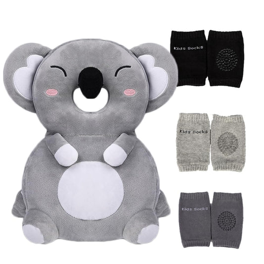 Feidoog Baby Head Protector Cushion Backpack with 3 Knee Pads for Walking & Crawling,Koala