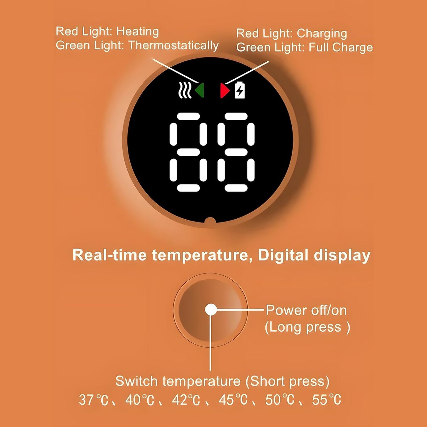 Portable Bottle Warmer for Travel, Rapid Warming with Battery-Powered Temperature Display, Waterless Milk Warming for Comfortable Baby Feeding On The Go