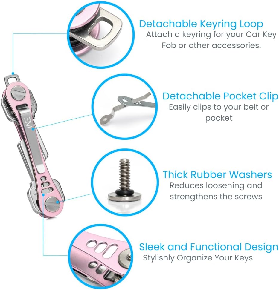 EM Premium Products Compact Key Holder - Pocket Key Organizer - 14 Keys Key Bar