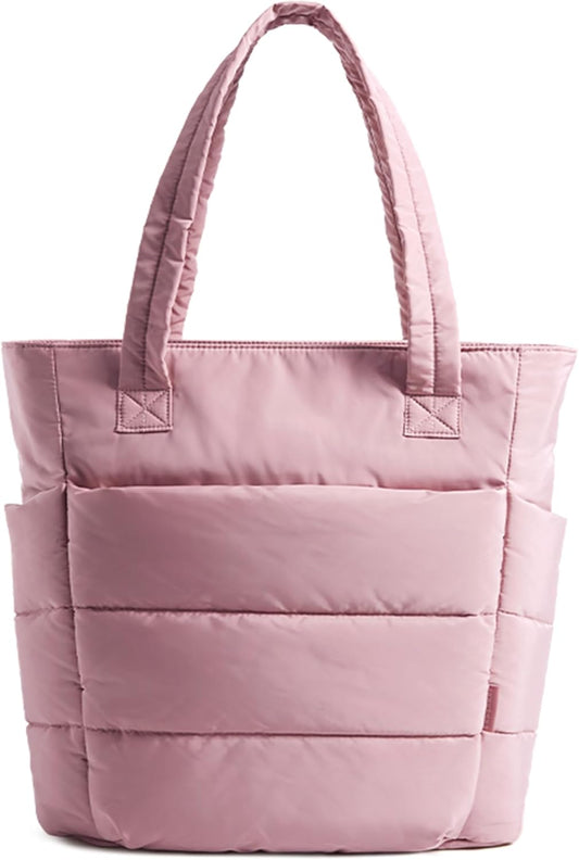 BAGSMART Tote Bag for Women, Lightweight Puffy Tote Bag with Compartments Shoulder Bag Handbag for Travel, Work, Gym,