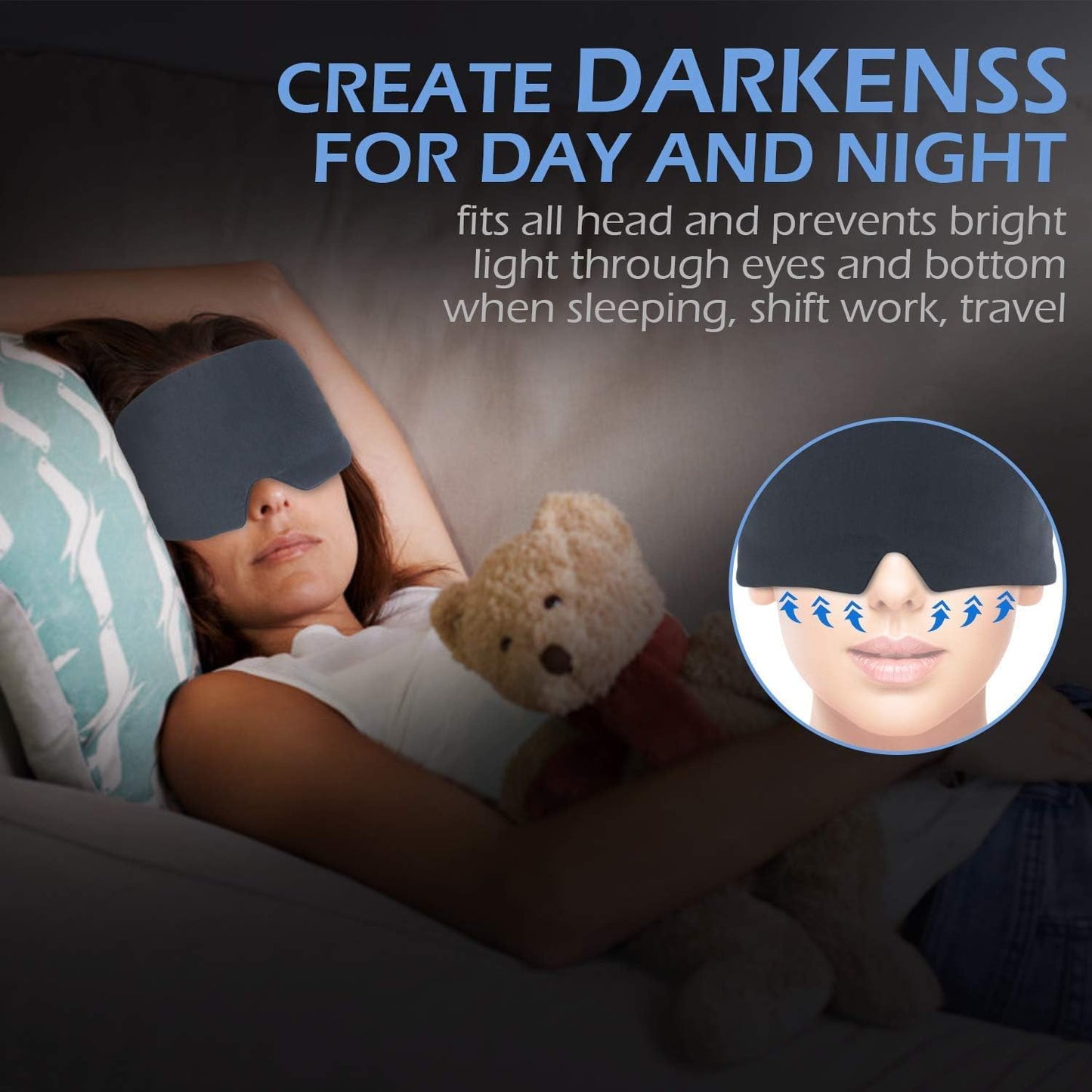 Mavogel Sleep Mask, Modal Material Eye Mask for Sleeping, Ultra Soft Skin Friendly Full Eye Covers for Women Men, Light Blocking Sleeping Mask for Travel Yoga Nap, Fully Adjustable Strap, Dark Grey