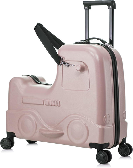 Apelila Checked Luggage for Kids - 24 Inch Ride On Horse Suitcase, Airplane Travel Trunk with Wheels, Pull Along Carry On Storage for Boys & Girls Ages 2-8, Ideal for 3-5 Day Trips, Check-In Only