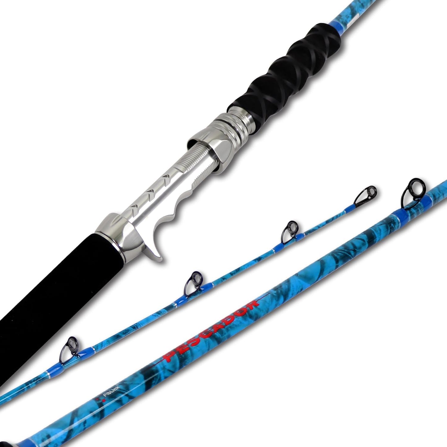 Fiblink 2-Piece Boat Conventional Fishing Rod Portable Spinning/Casting Rod Carbon Fishing Pole