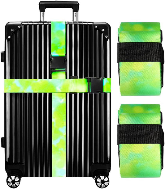 Luggage Straps for Suitcases TSA Approved-2 Pack Bright Personalized Luggage Belt Strap for Suitcase/Carry On Bag Luggage Accessories for Travel (Watercolor-Green)