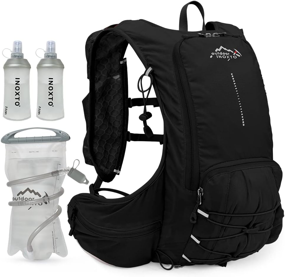 INOXTO Hydration Pack Backpack ，Water Backpack with 2L Leakproof Water Bladder, Running Hydration Vest for Man, Daypack for Cycling Motocross Climbing Trail Running