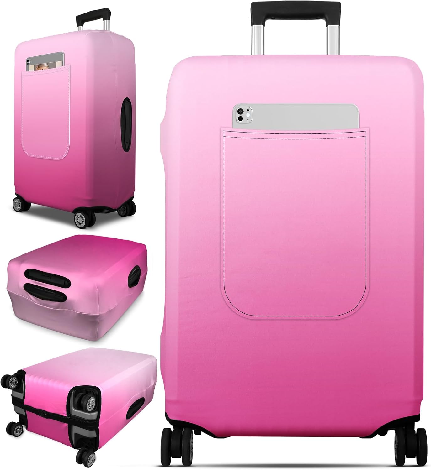 Slohif Luggage Cover for Suitcase Tsa Approved Protector - Luggage Sleeve Large Suit Case Cover Travel Stretch Baggage Case Protective Washable Fit 31-32 Inch Rose Gradient XL