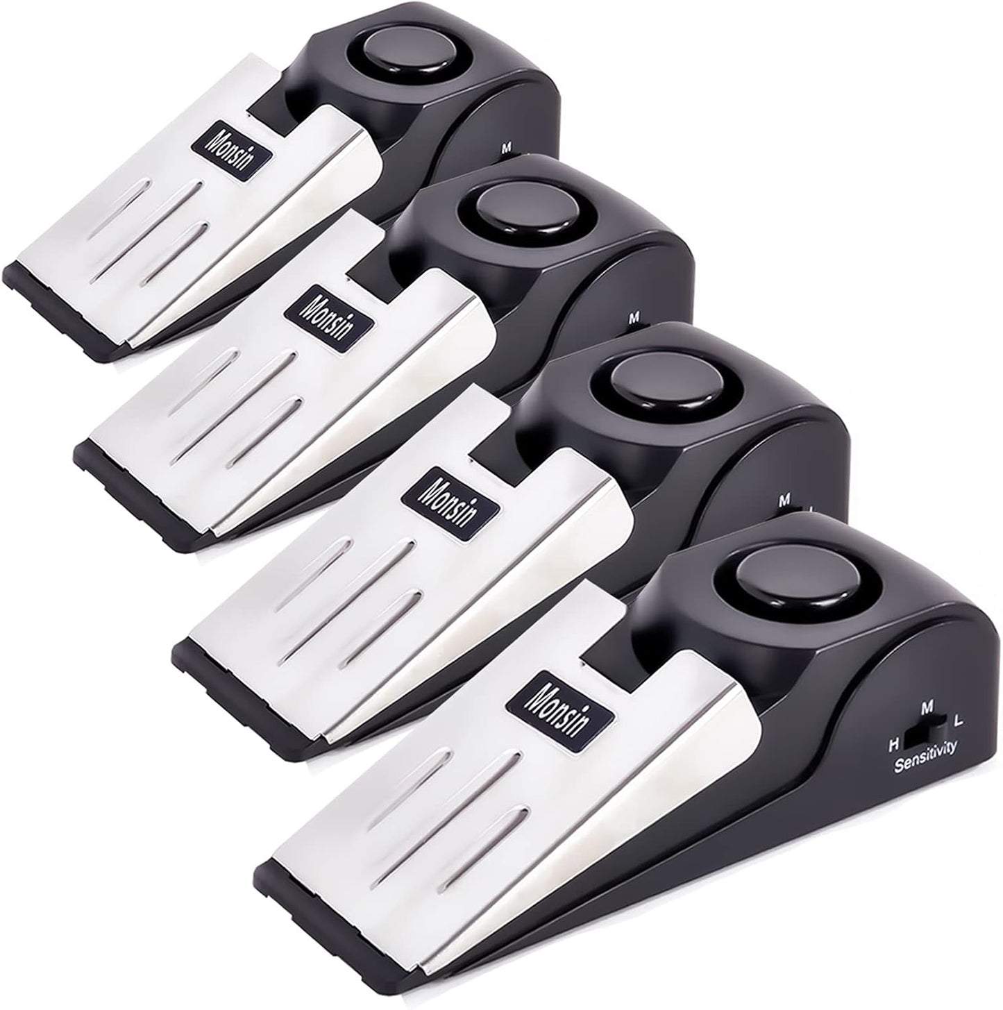 Door Stop Alarm, Door Stopper with 120DB Security Alarm, Floor Wedge Doorstop for Travel Apartment Home House (Pack of 4)