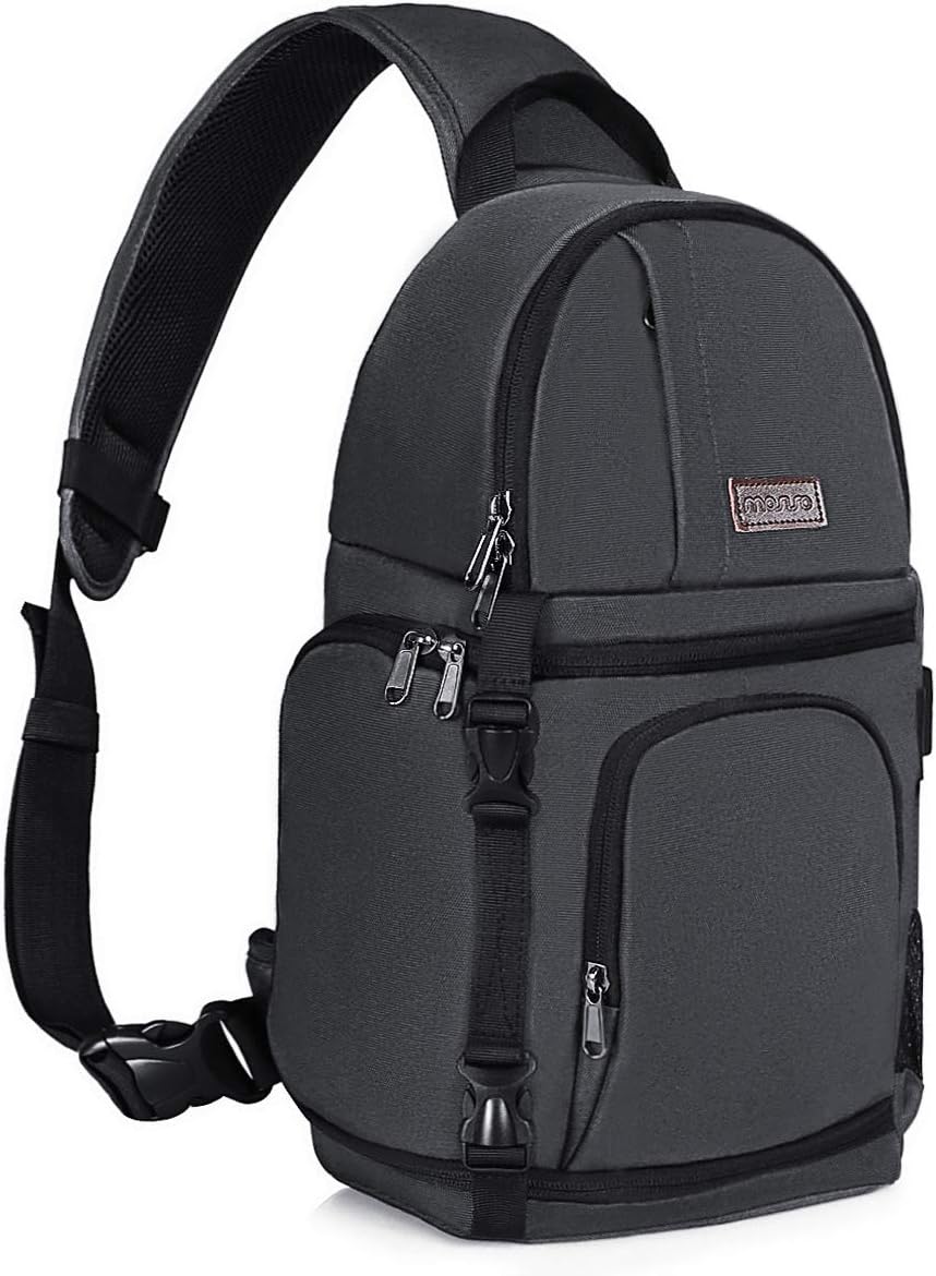 MOSISO Camera Sling Bag, DSLR/SLR/Mirrorless Camera Backpack Case Shockproof Photography Backpack with Tripod Holder & Removable Modular Inserts Compatible with Canon/Nikon/Sony/Fuji