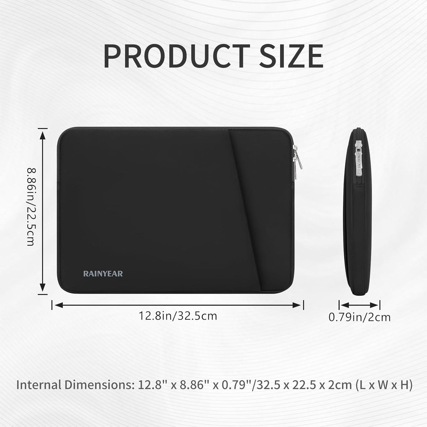 RAINYEAR Laptop Sleeve Case with Front Pocket, 11-13 Inch Protective Portable Case with Front Pocket, Briefcase Laptop Bag Cover Compatible with MacBook Air/Pro, HP, Dell, Lenovo, Acer, Black