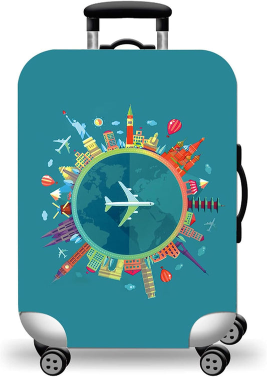 WUJIAONIAO Travel Luggage Cover Baggage Suitcase Cover Protector Skins 18-32 Inch (A15 Go Travel, S (for 18-20 inch luggage))