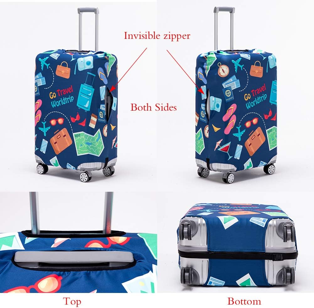 Travelkin Luggage Cover Washable Suitcase Protector Anti-scratch Suitcase cover Fits 18-32 Inch Luggage (Go travel-Trip, M)