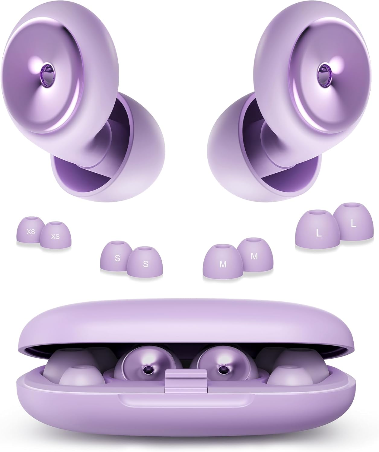 Ear Plugs for Sleeping Noise Cancelling Earbuds:45db Loop Earplugs for Concerts/Shooting/Travel/Snoring Silicone Hearing Protection Sleep Ear Plugs with Reusable 8 Ear Tips （Purple）