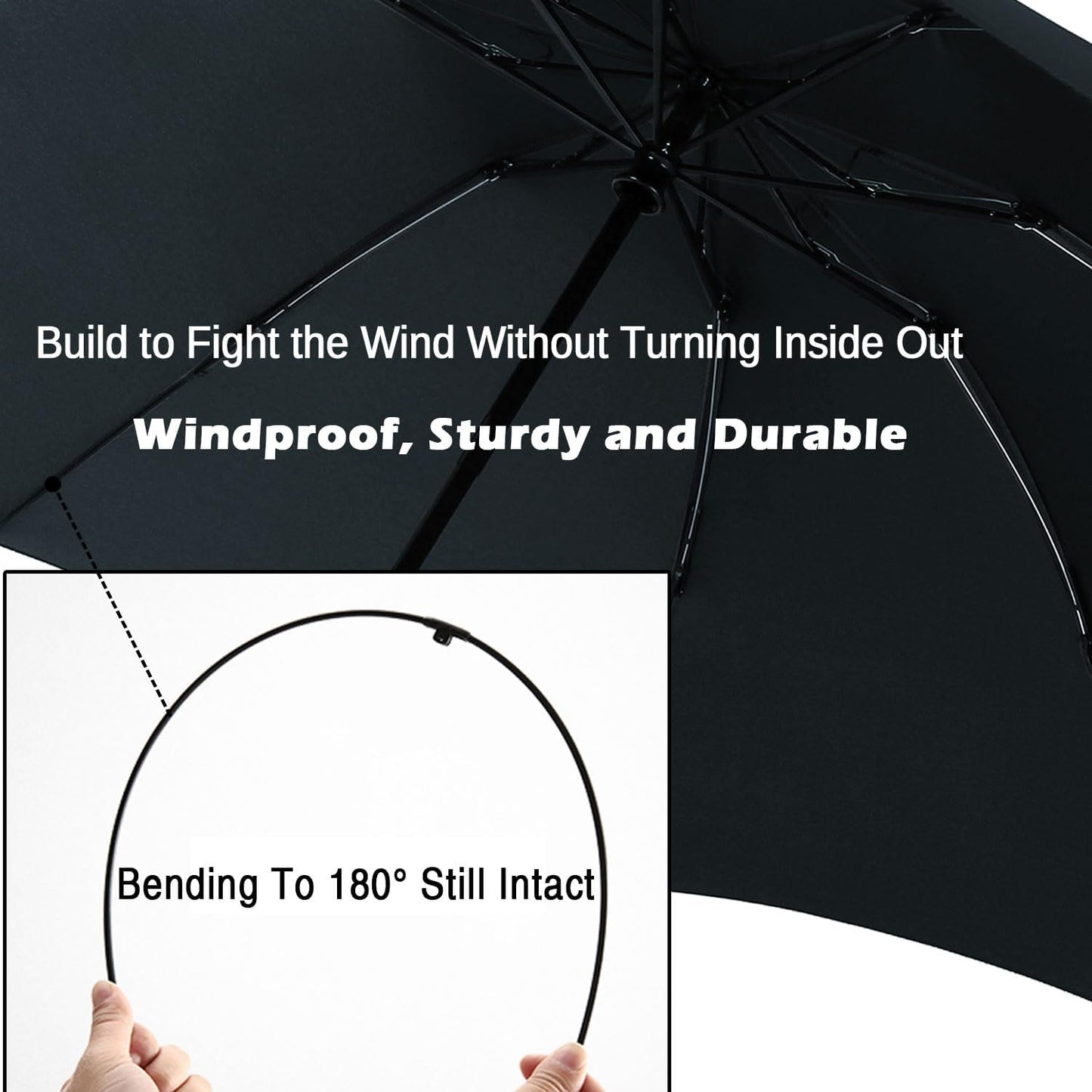 LANBRELLA Compact Reverse Folding Umbrella Auto Windproof Travel Umbrella