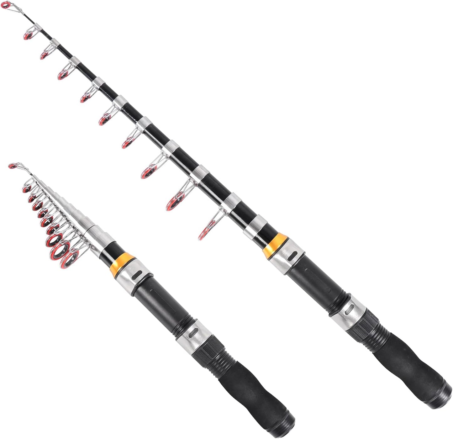 Telescopic Collapsible Extendable Fishing Rod for Saltwater and Freshwater, Lightweight and Compact Design
