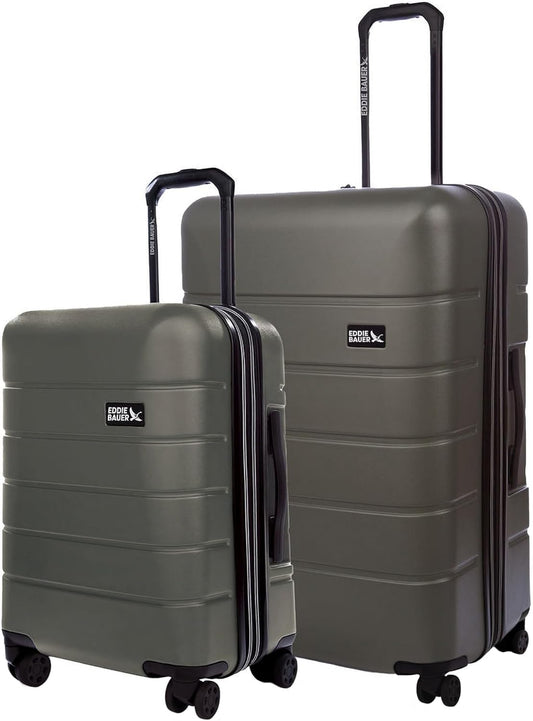 Eddie Bauer Glacier Carry-On 22" and Checked 30" Luggage | Hardside | Spinner Wheels | Expandable | Lightweight | Travel Essentials - Sprig Green