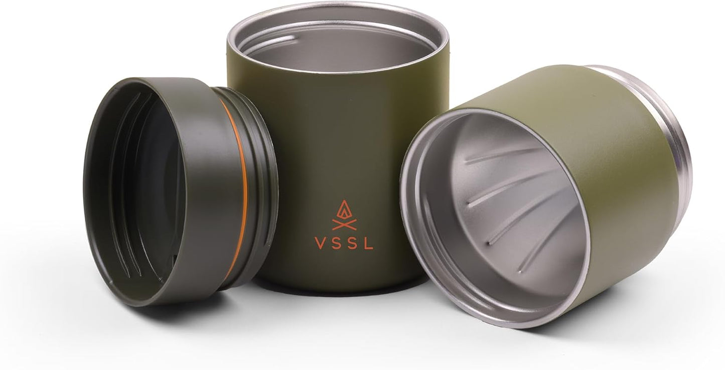 Nest Pour Over Coffee Kit | Coffee Maker for Camping | All-In-One Travel Pour Over | Transportable Dripper, Two 10oz Stainless Steel Travel Mugs | Compact Storage & Adventure Ready | Deep Moss