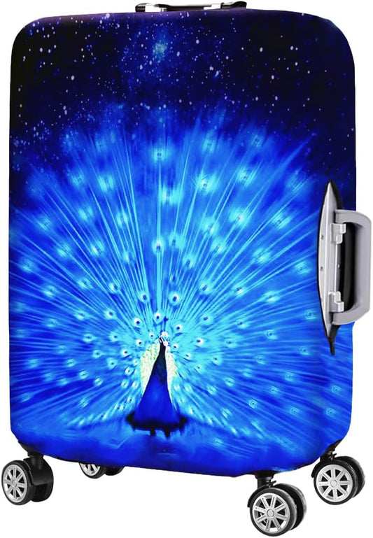 7-Mi Suitcase Cover 3D Print Design Travel Luggage Protector Trolley Case Cover 29"-30" Sleeve, BluePeacock