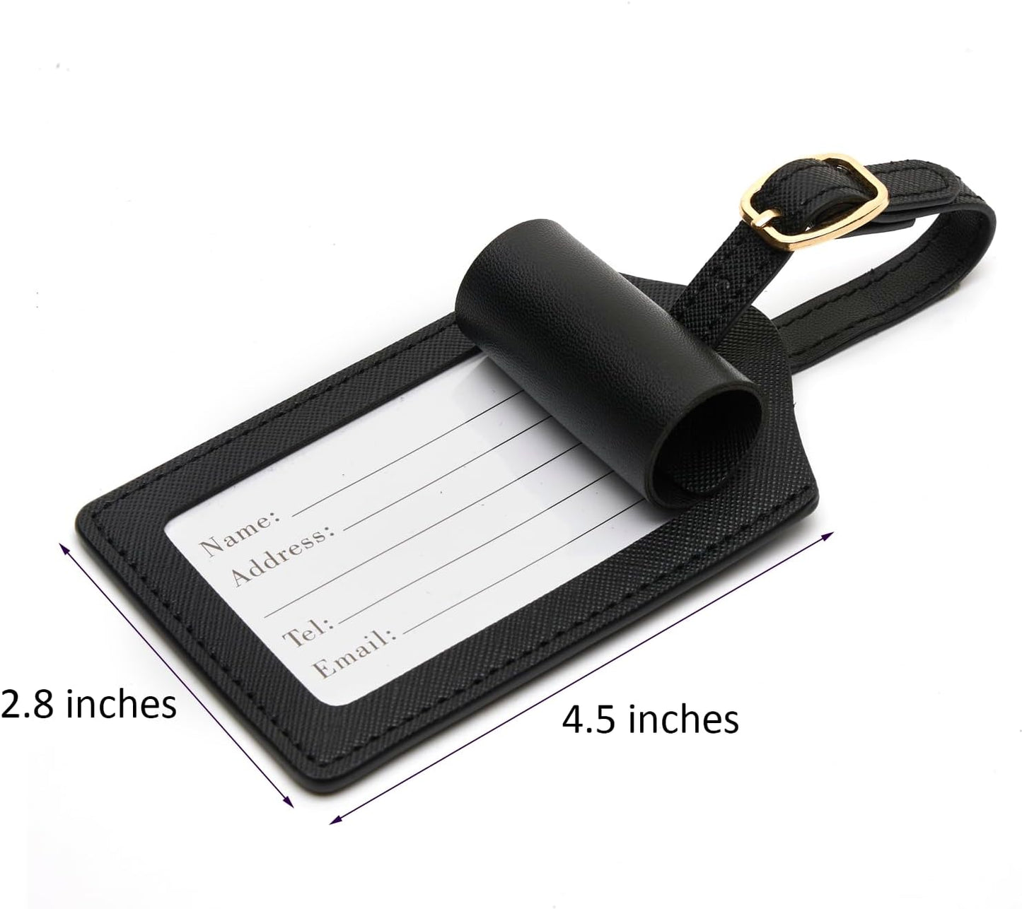 Luggage Tag PU Leather for Suitcase Baggage Handbag Travel Bag Label Suitcase Tag Label Tag w. Name Card & Privacy Cover (M)