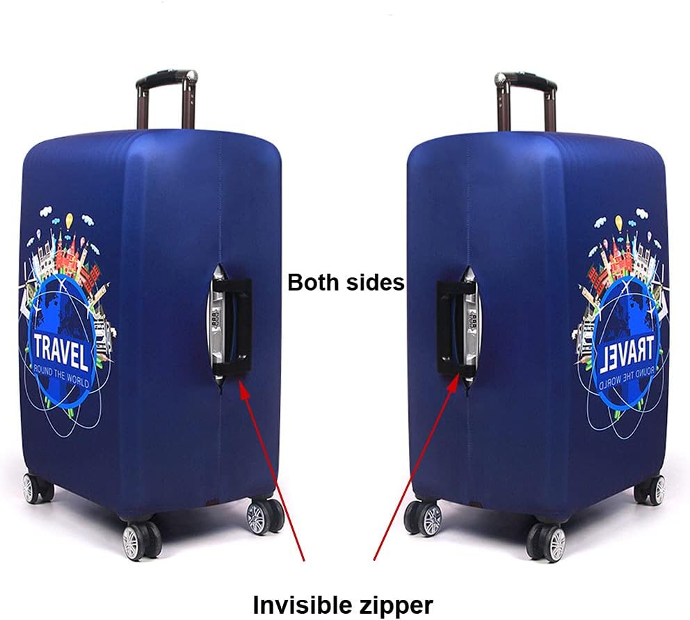 MosaiRudo Thicker Luggage Cover Elastic Suitcase Cover Protector Fits 18-32 Inch Suitcase Travel Accessories (Travel, XL)