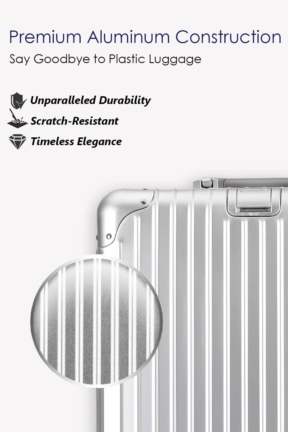 HotWay 28 Inch All Aluminum Checked in Luggage with Wheels, Hard Shell Zipperless Suitcase with TSA Locks, Large Travel Luggage, Gold