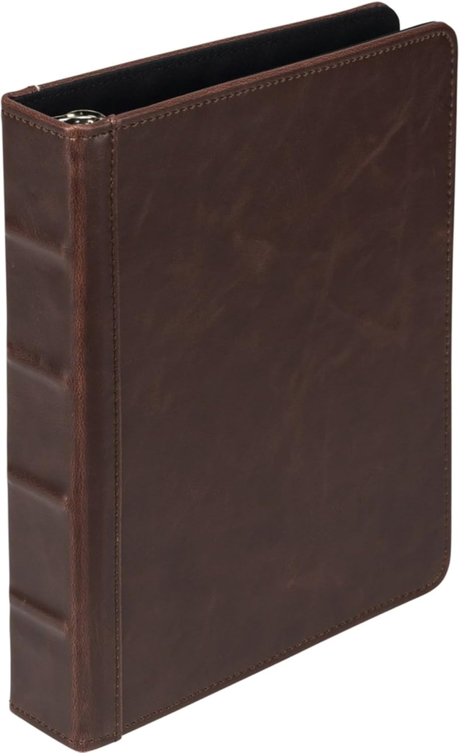 Samsill Vintage Leather Mini 3 Ring Binder 1 Inch Round Ring (Holds 200 Sheets), 5.5 x 8.5 Inch Documents, Professional Organizer, Planner, Notebook, Brown