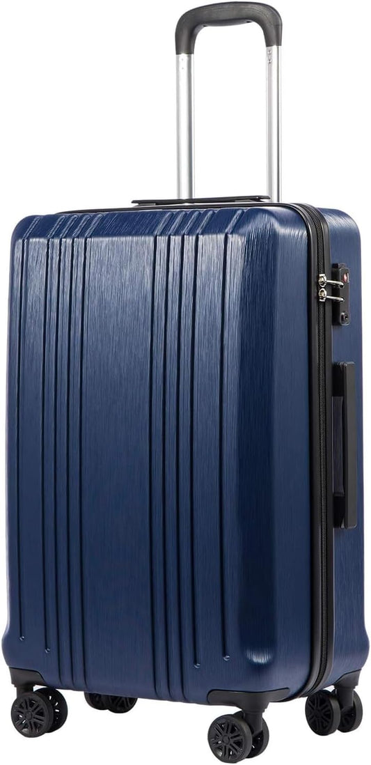 Coolife Luggage PC+ABS Hardshell Suitcase with TSA Lock, Spinner Carry On Lightweight (navy, S(20in_carry on))