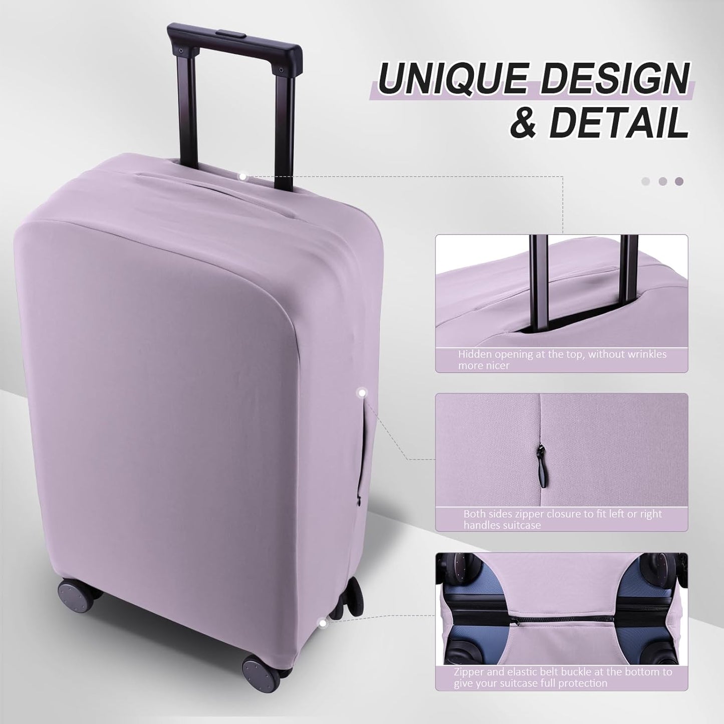 Travel Luggage Cover Protector Scratch-Resistant Fit 19-31 Inch Suitcase, Not Included Suitcase (Lavender Purple, SX(22-23 inch))