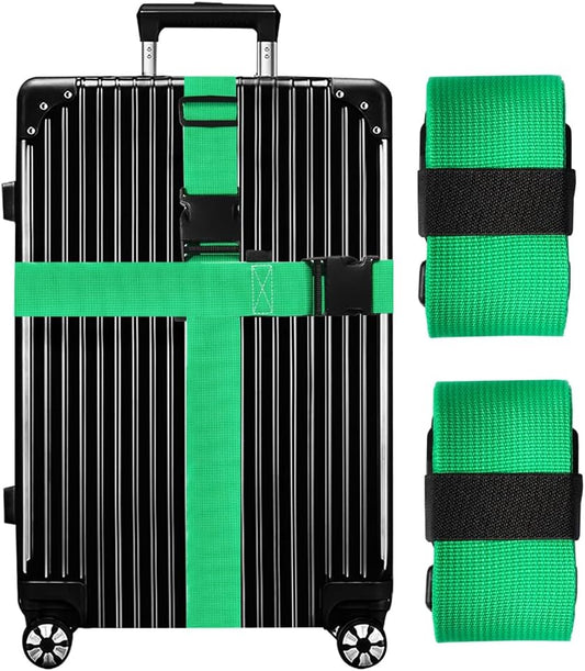Luggage Straps for Suitcases TSA Approved-2 Pack Bright Personalized Luggage Belt Strap for Suitcase/Carry On Bag Luggage Accessories for Travel (Neon Green)