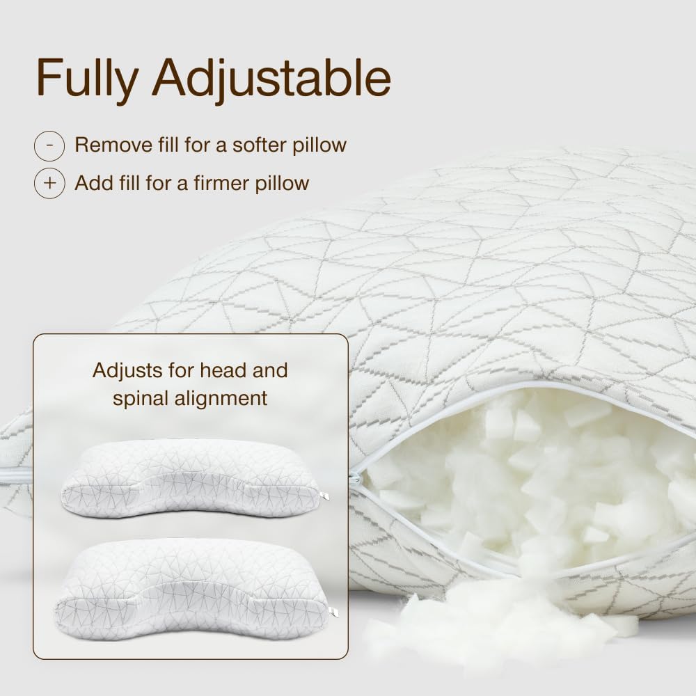 Coop Home Goods Original Cut-Out Adjustable Pillow, Queen Size Bed Pillows for Neck & Head Support, Memory Foam Pillows - Medium Firm for Side Sleeper, CertiPUR-US/GREENGUARD Gold